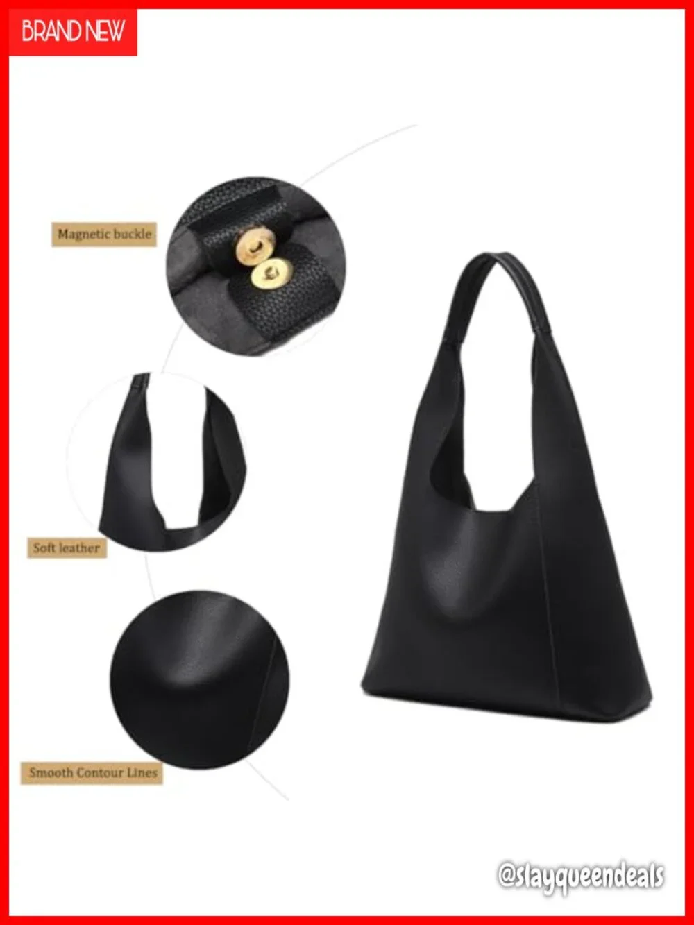 Vegan Leather Hobo Tote Shoulder Bag Large Capacity Work Travel